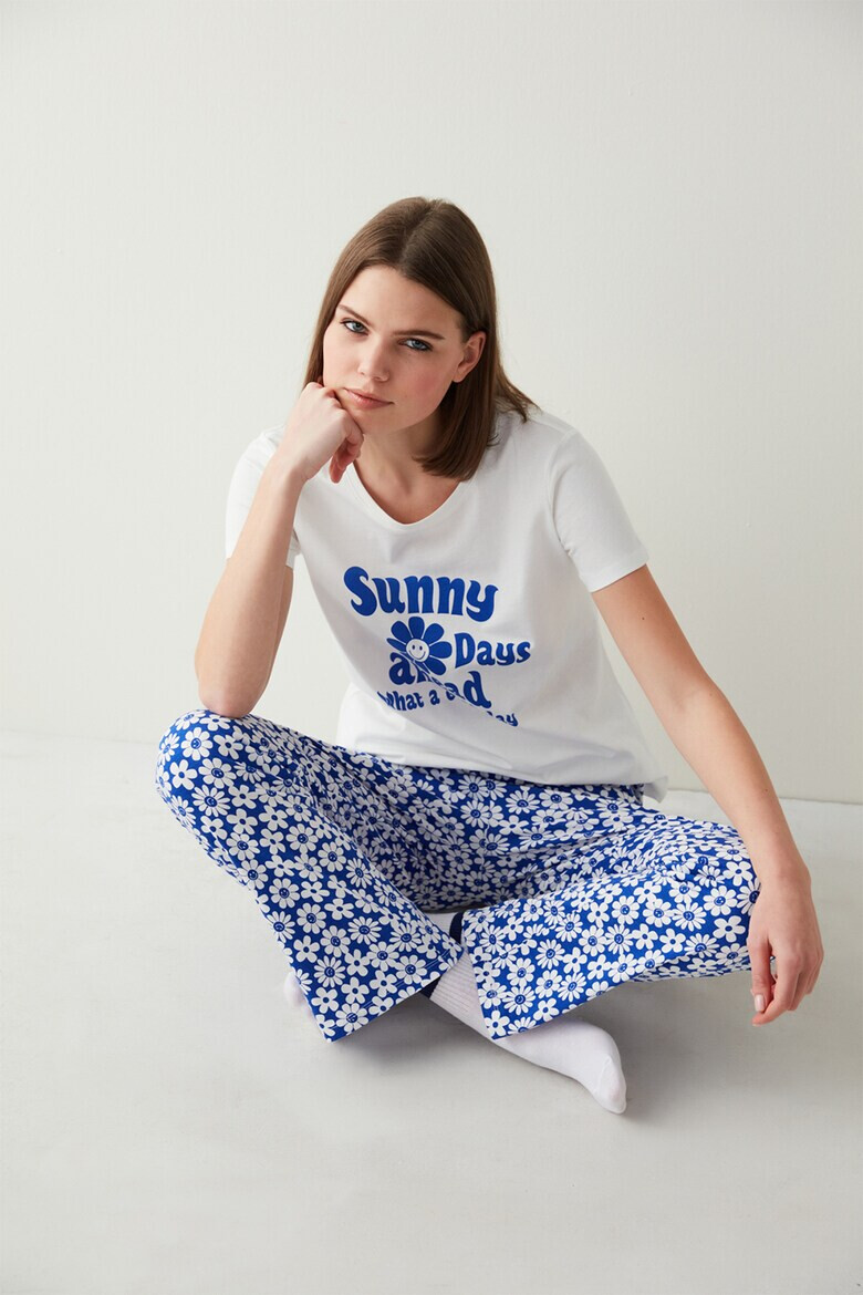 Penti Pijama cu imprimeu floral si text - Pled.ro