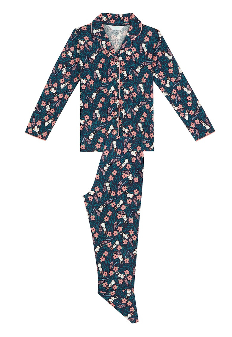 Penti Pijama cu model floral si revere decupate - Pled.ro