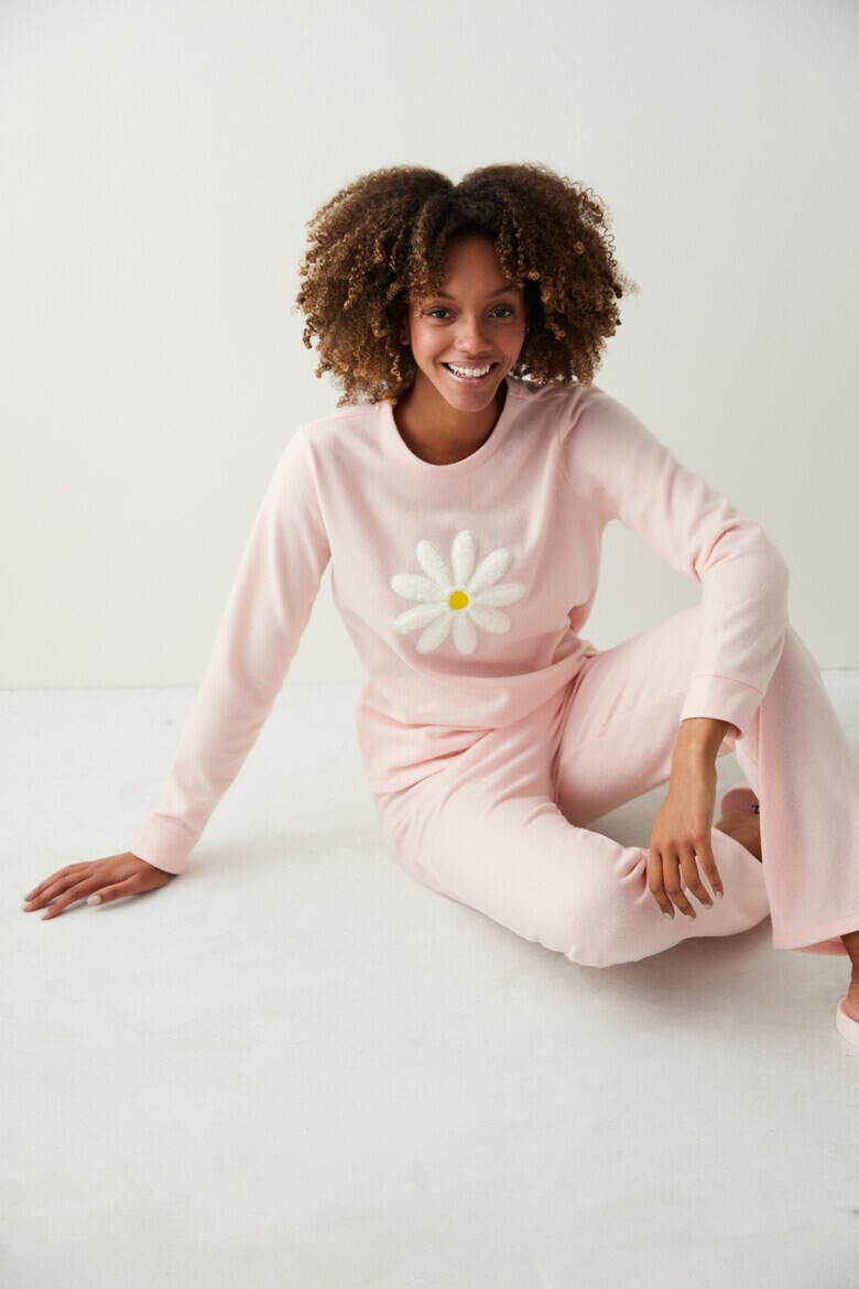 Penti Pijama din material fleece cu aplicatie florala - Pled.ro