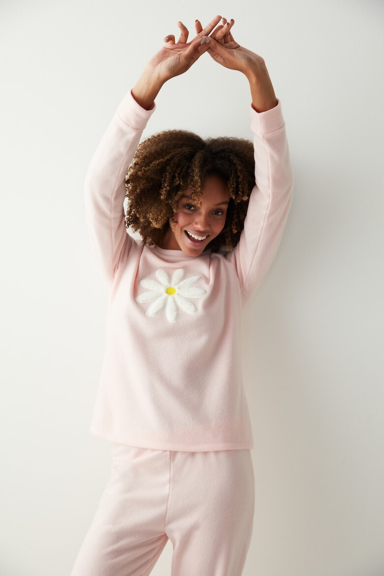 Penti Pijama din material fleece cu aplicatie florala - Pled.ro