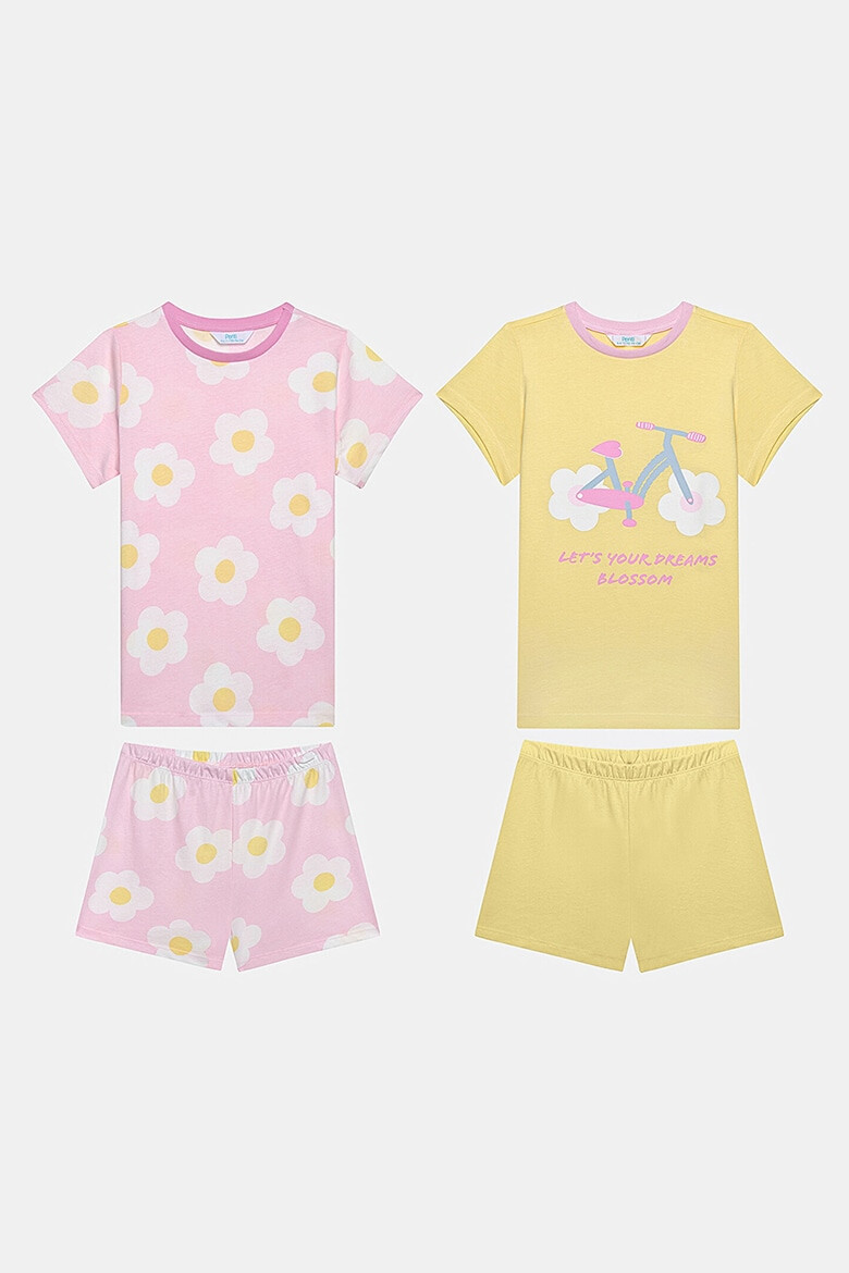 Penti Set de bluze de pijama din bumbac cu maneci scurte si pantaloni scurti - 2 piese - Pled.ro