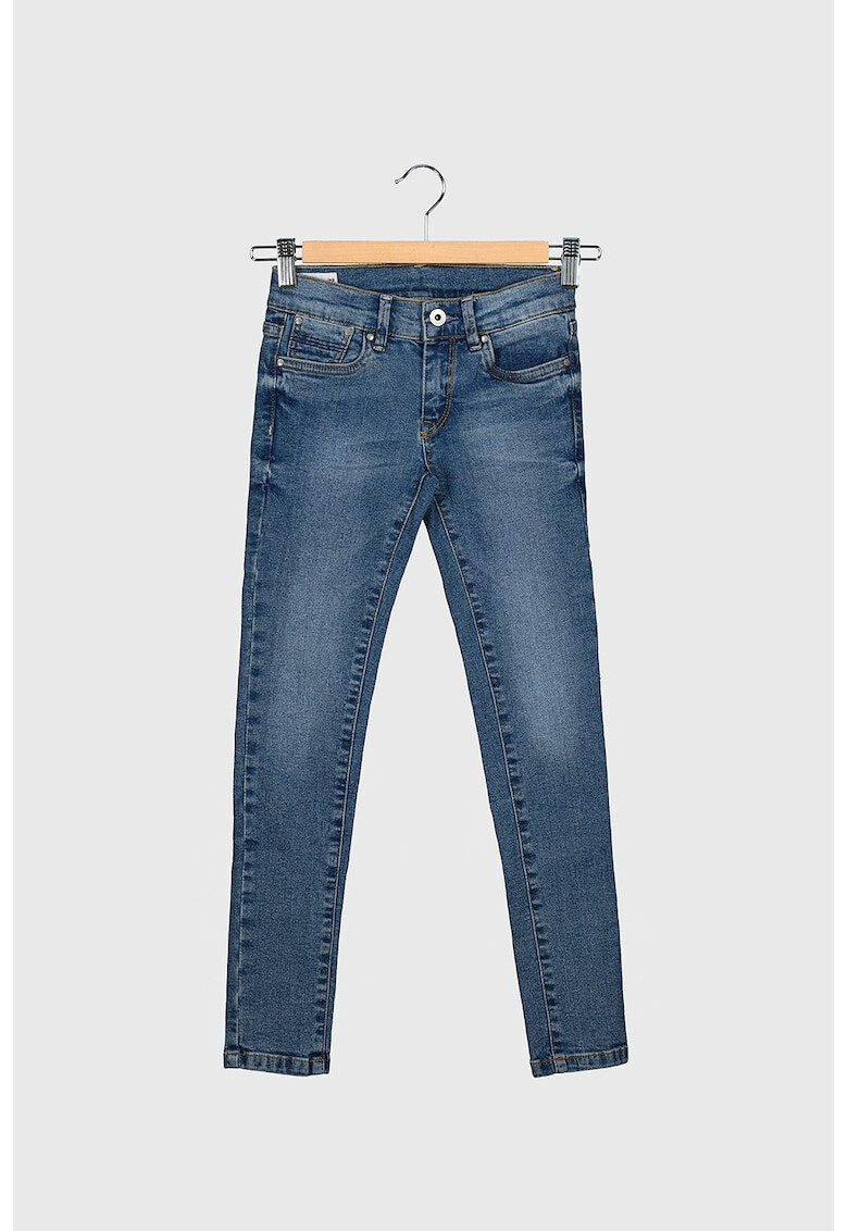 Pepe Jeans London Blugi skinny cu 5 buzunare fete Albastru inchis/Alb prafuit - Pled.ro