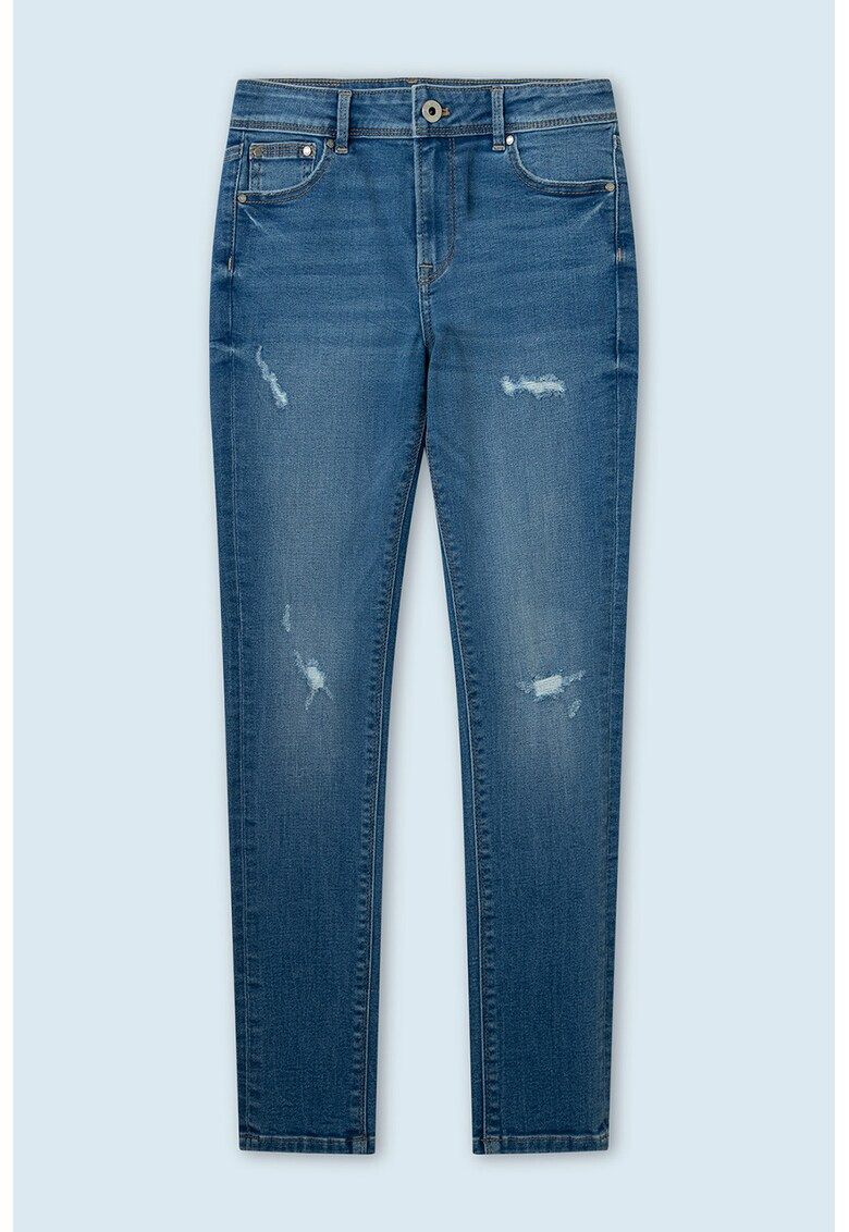 Pepe Jeans London Blugi skinny cu talie inalta si detalii cu aspect deteriorat Pixlette - Pled.ro