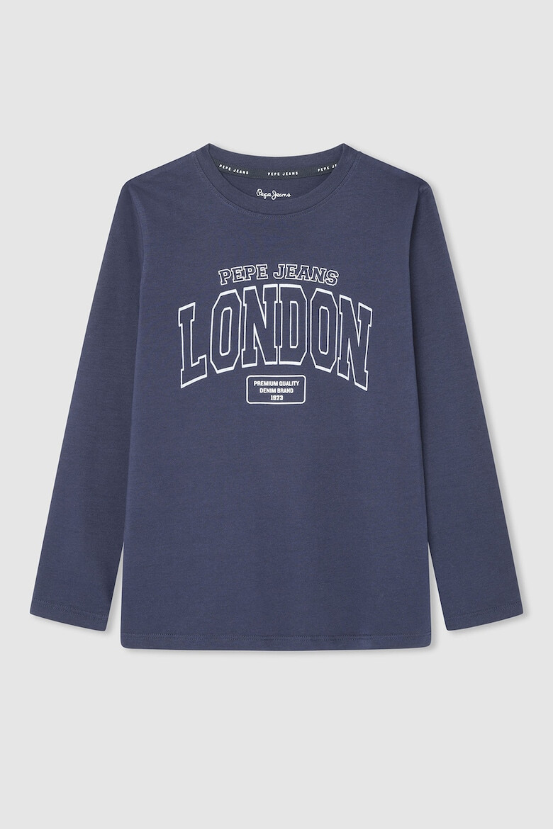 Pepe Jeans London Bluza cu decolteu la baza gatului si imprimeu logo - Pled.ro