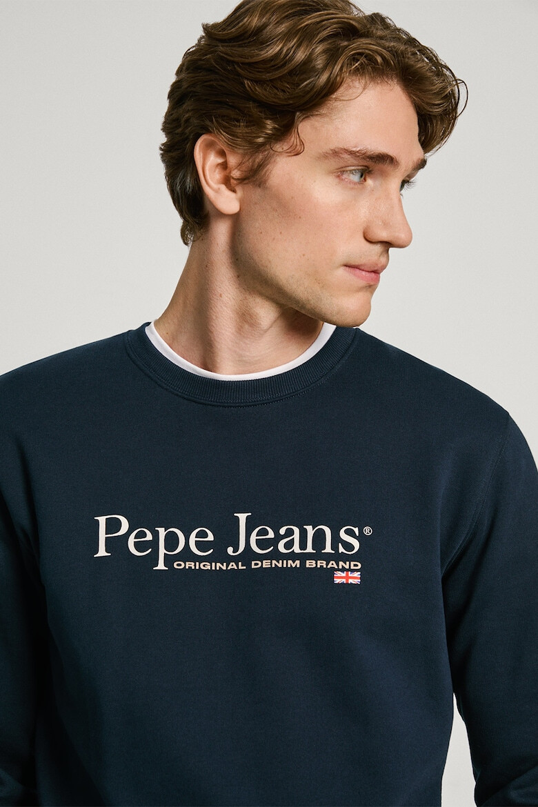 Pepe Jeans London Bluza de trening cu decolteu la baza gatului si imprimeu logo - Pled.ro