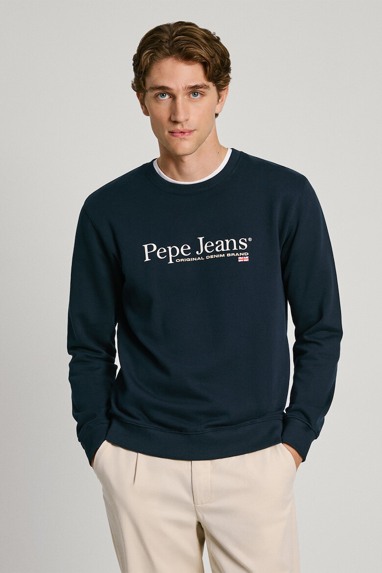 Pepe Jeans London Bluza de trening cu decolteu la baza gatului si imprimeu logo - Pled.ro