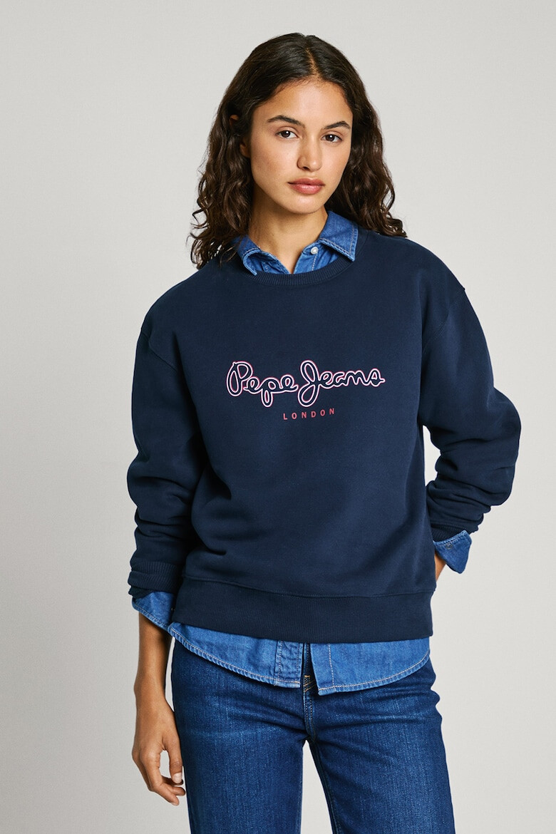 Pepe Jeans London Bluza de trening cu imprimeu logo si decolteu la baza gatului - Pled.ro