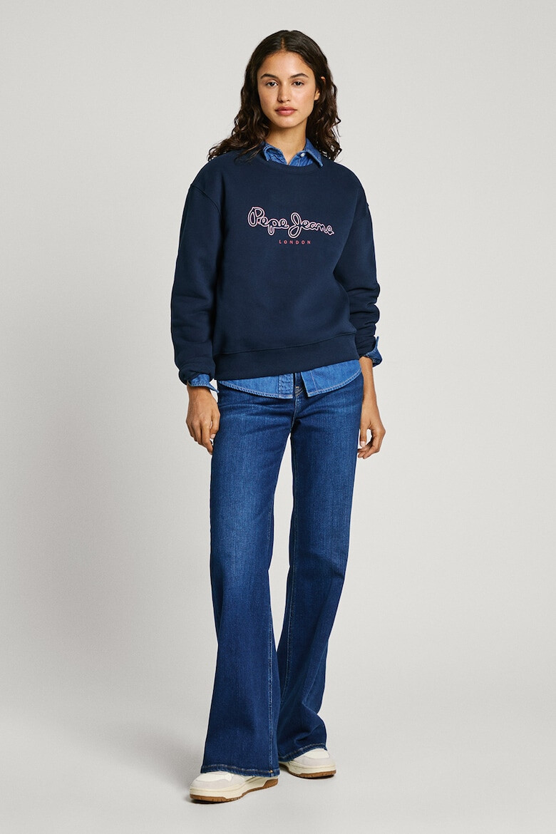 Pepe Jeans London Bluza de trening cu imprimeu logo si decolteu la baza gatului - Pled.ro