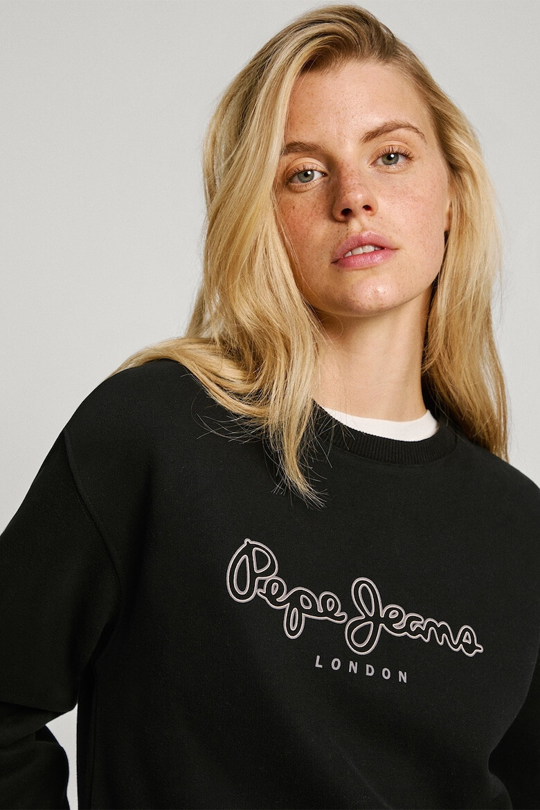 Pepe Jeans London Bluza de trening cu imprimeu logo si decolteu la baza gatului - Pled.ro