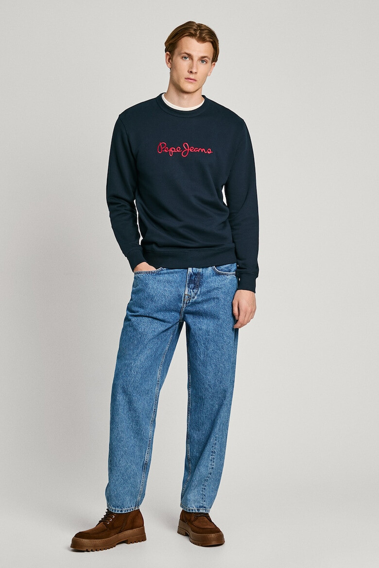 Pepe Jeans London Bluza de trening de bumbac cu decolteu la baza gatului si logo brodat - Pled.ro