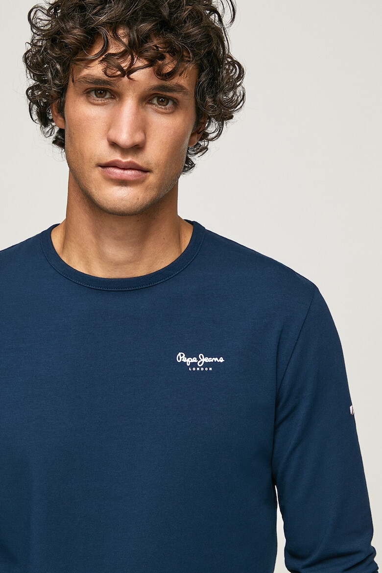 Pepe Jeans London Bluza din amestec de bumbac cu decolteu la baza gatului - Pled.ro