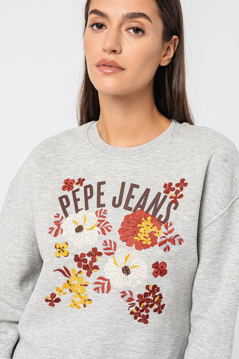 Pepe Jeans London Bluza sport cu decolteu la baza gatului si detalii brodate Stephanie - Pled.ro