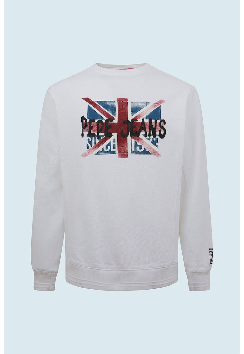 Pepe Jeans London Bluza sport cu decolteu la baza gatului si imprimeu logo Jared - Pled.ro