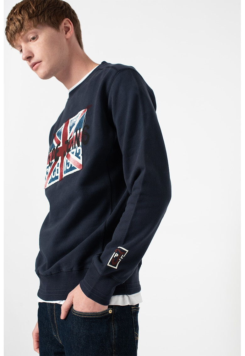 Pepe Jeans London Bluza sport cu decolteu la baza gatului si imprimeu logo Jared - Pled.ro