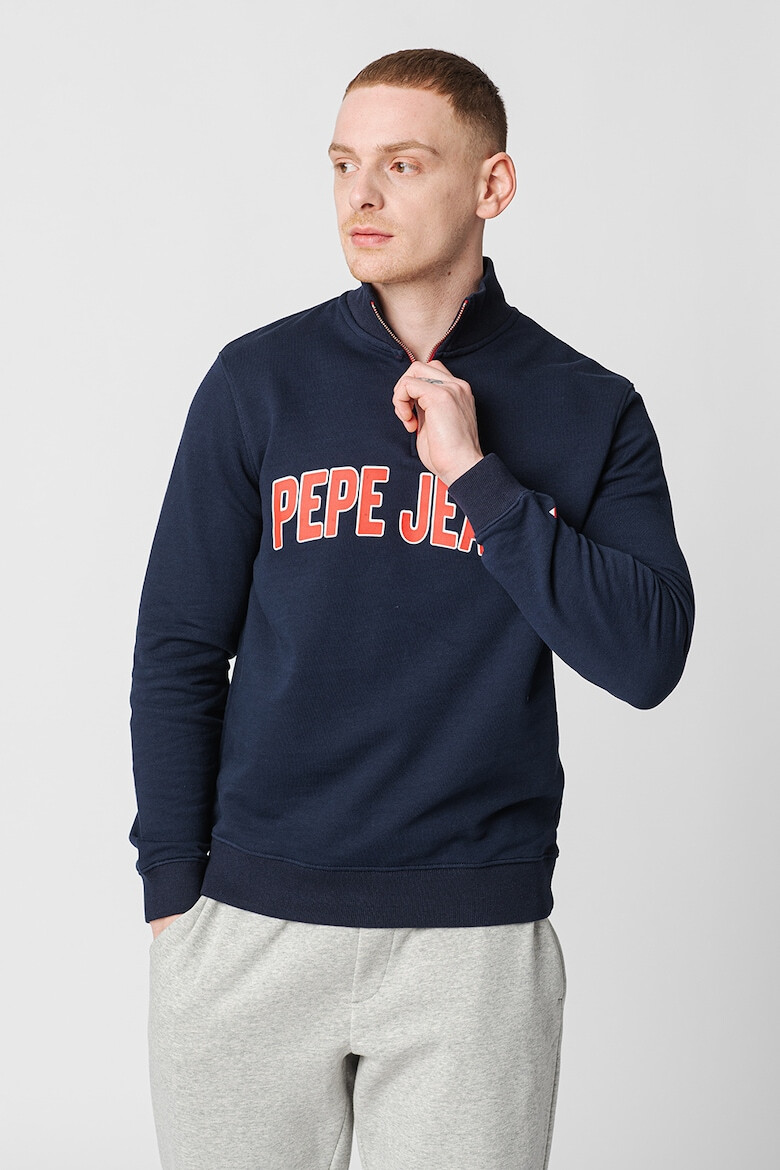 Pepe Jeans London Bluza sport cu fermoar scurt si logo Denzel - Pled.ro