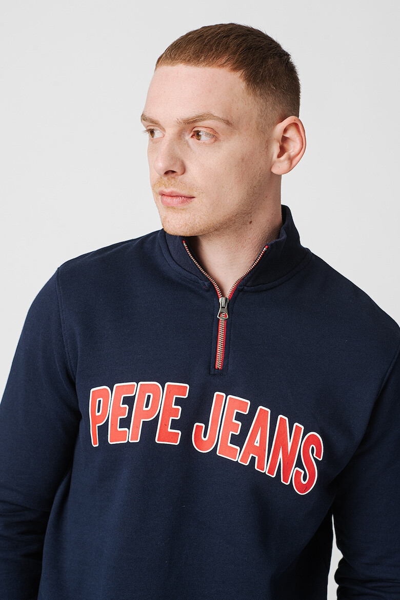 Pepe Jeans London Bluza sport cu fermoar scurt si logo Denzel - Pled.ro