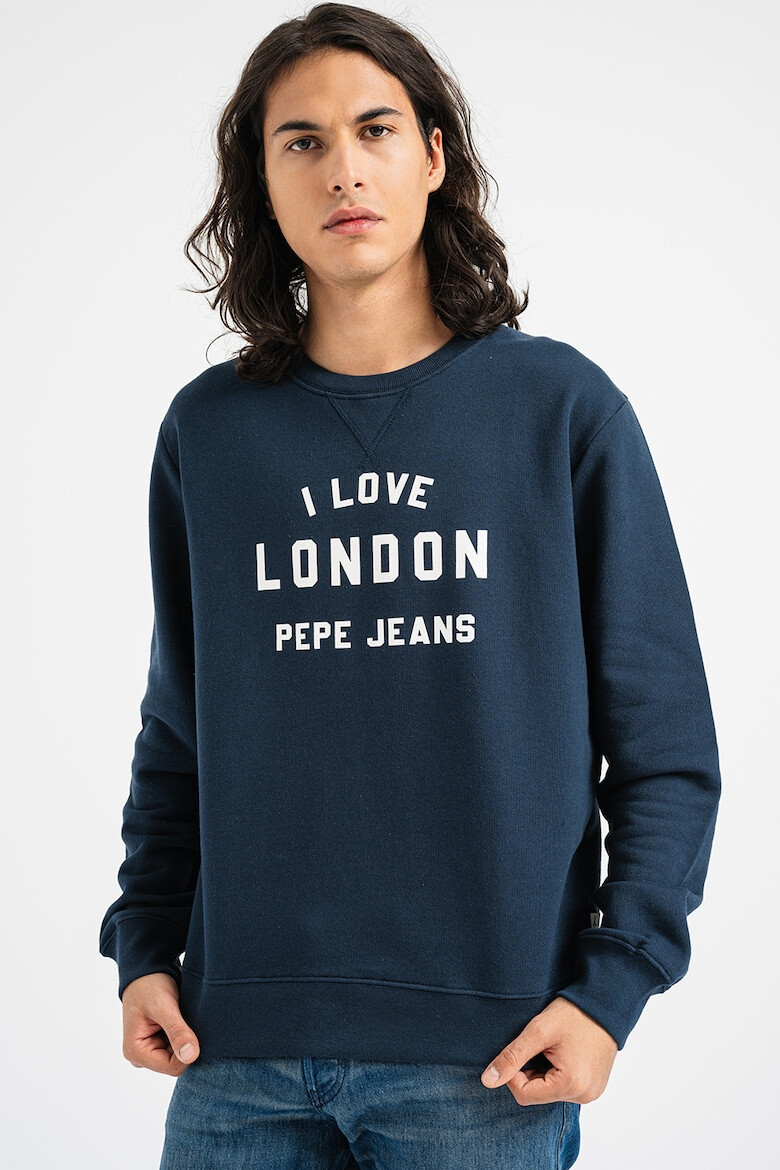 Pepe Jeans London Bluza sport cu imprimeu si decolteu la baza gatului - Pled.ro