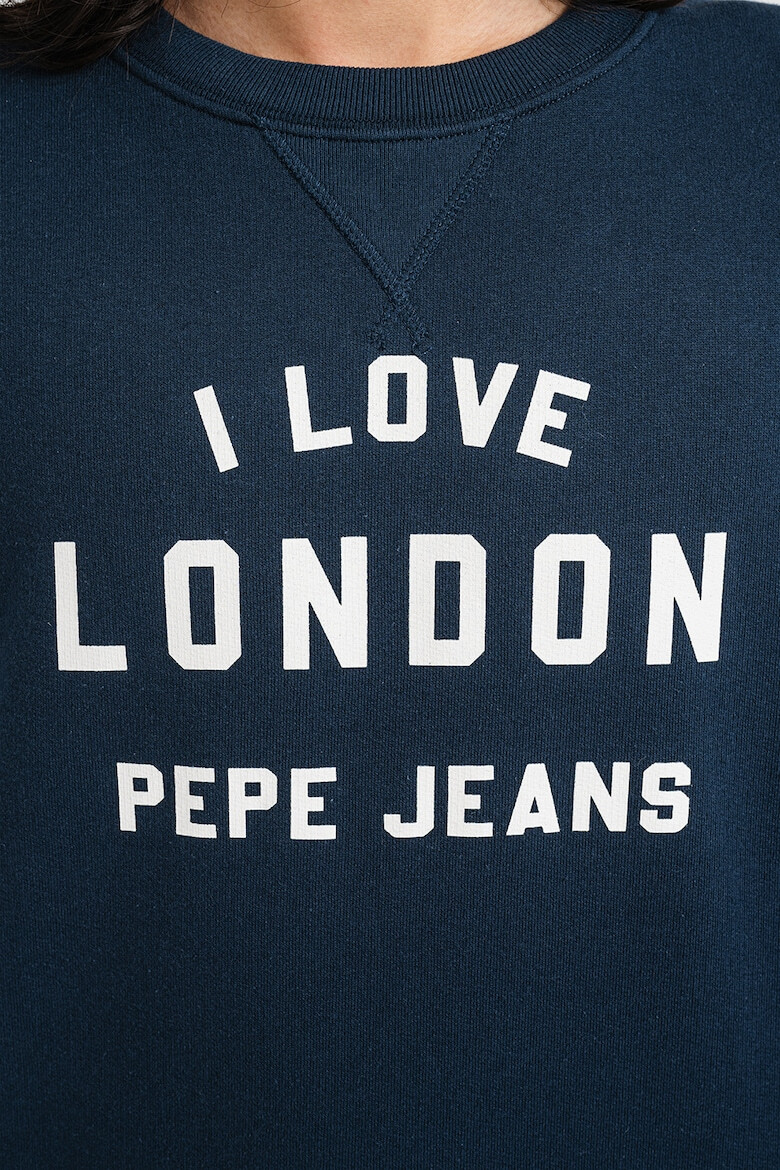 Pepe Jeans London Bluza sport cu imprimeu si decolteu la baza gatului - Pled.ro