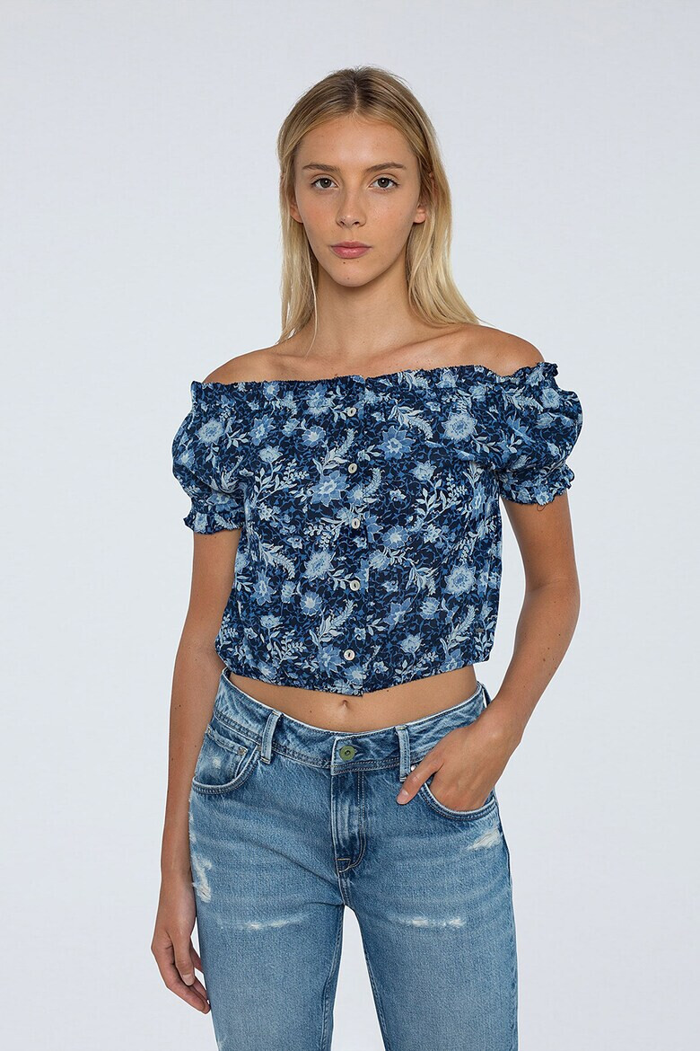 Pepe Jeans London Camasa crop cu decolteu pe umeri - Pled.ro