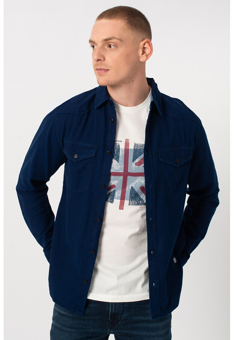 Pepe Jeans London Camasa de denim cu buznare pe piept Raye - Pled.ro