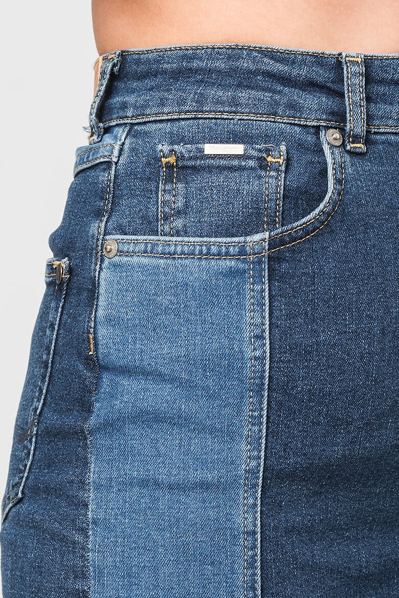 Pepe Jeans London Fusta de denim cu talie inalta si model cu aplicatii Piper Blues - Pled.ro