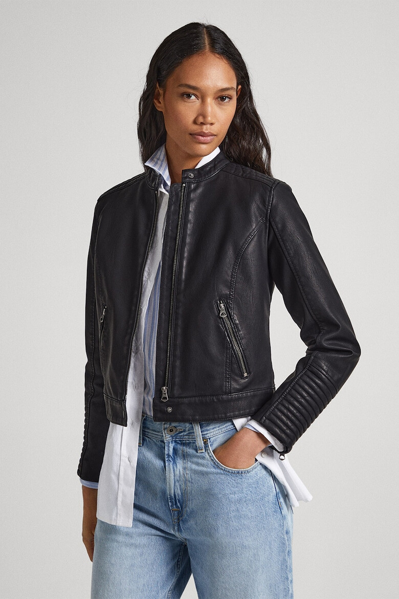 Pepe Jeans London Jacheta biker cu buzunare oblice Nicole - Pled.ro