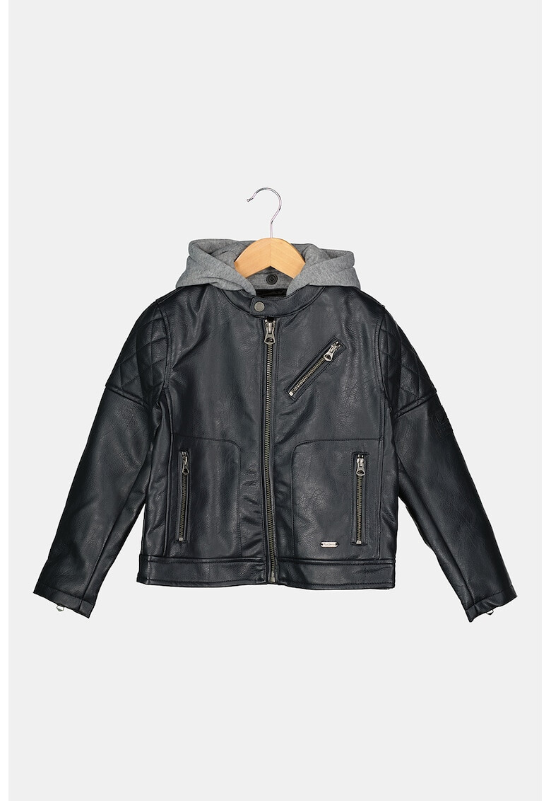 Pepe Jeans London Jacheta biker de piele ecologica cu gluga Forrester - Pled.ro