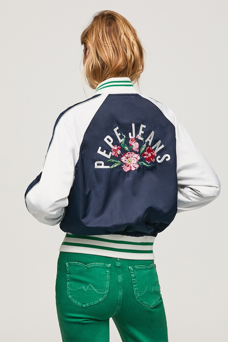 Pepe Jeans London Jacheta bomber cu broderii florale Abigail - Pled.ro