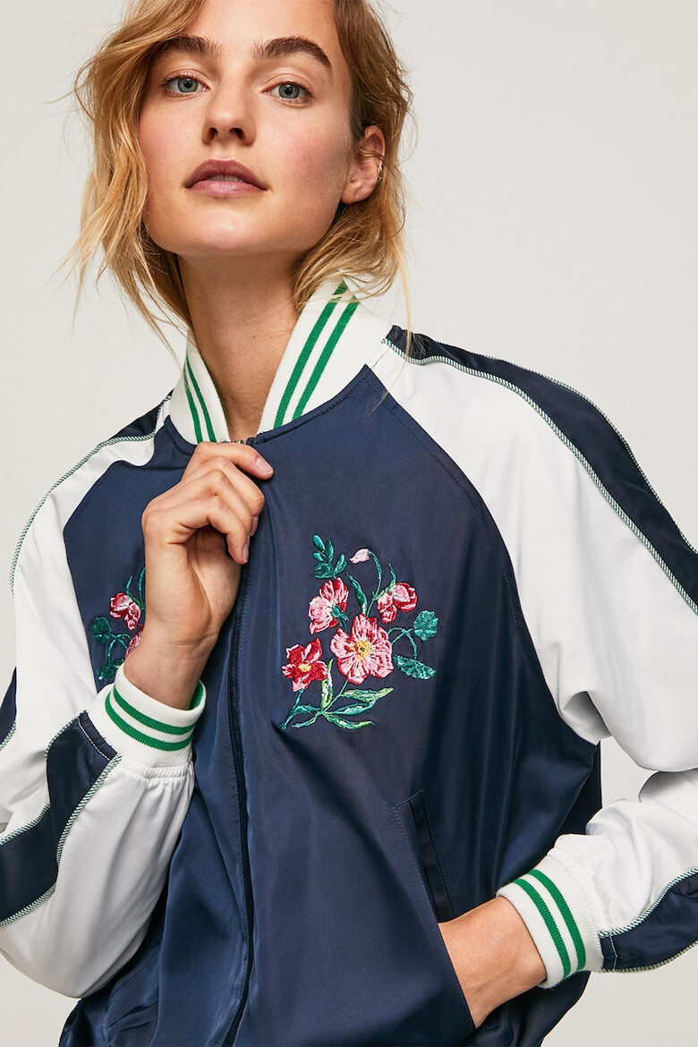 Pepe Jeans London Jacheta bomber cu broderii florale Abigail - Pled.ro