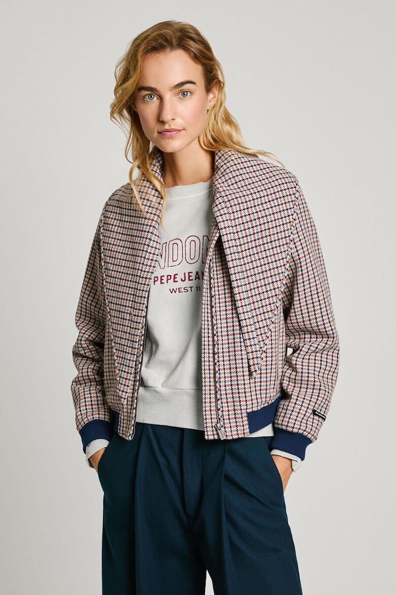 Pepe Jeans London Jacheta bomber din amestec de lana cu model houndstooth - Pled.ro