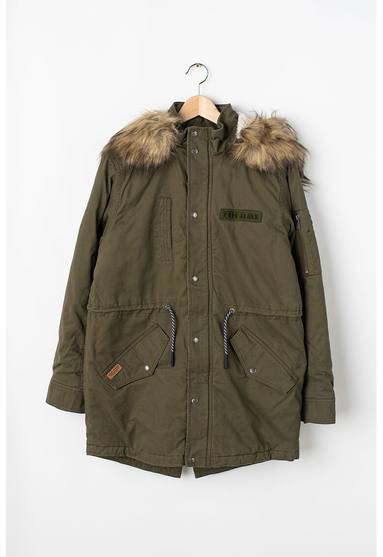 Pepe Jeans London Jacheta parka cu gluga si captuseala sherpa Delaware - Pled.ro