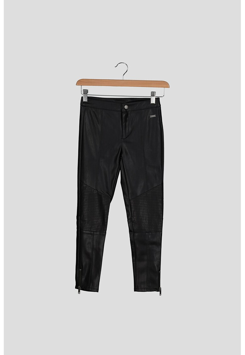 Pepe Jeans London Pantaloni de piele ecologica cu slituri cu fermoar la glezna - Pled.ro