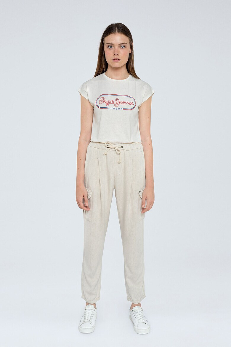 Pepe Jeans London Pantaloni din amestec de in cu snur de ajustare - Pled.ro