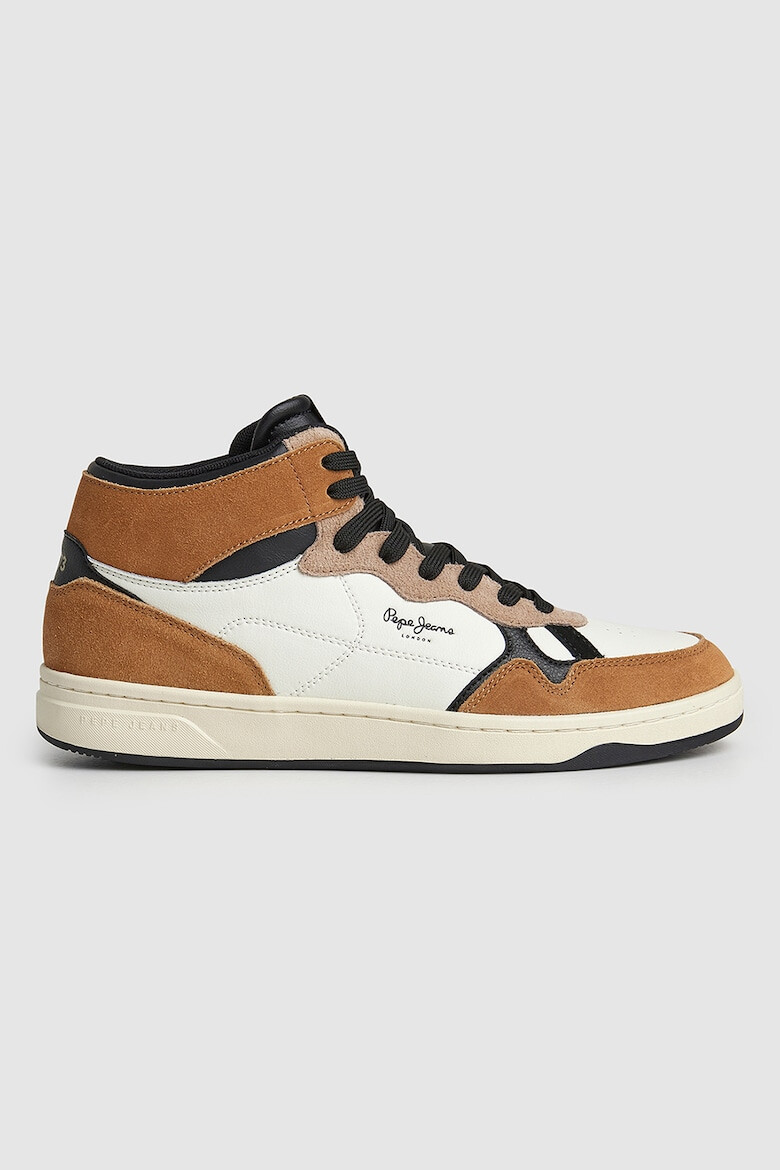 Pepe Jeans London Pantofi sport colorblock inalti de piele intoarsa si piele - Pled.ro