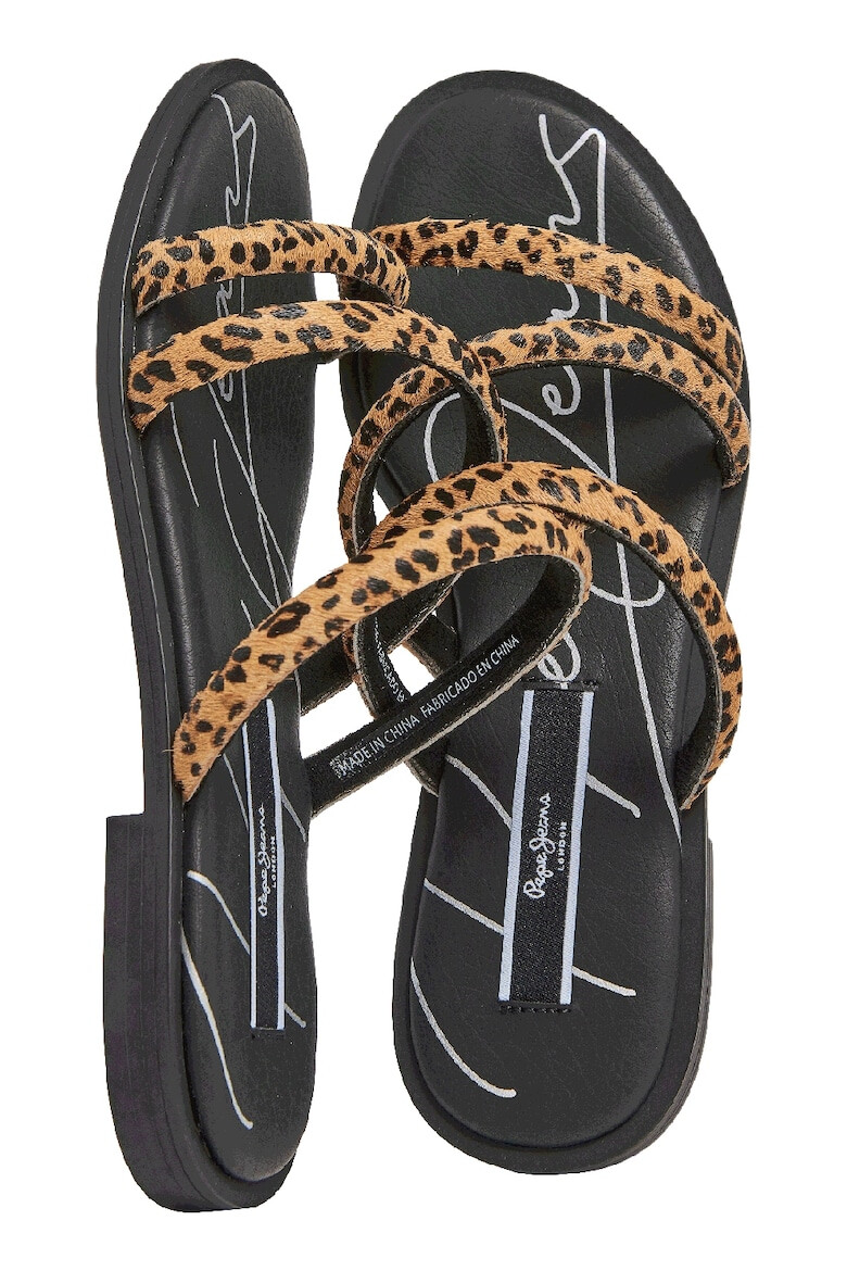 Pepe Jeans London Papuci de piele cu animal print - Pled.ro