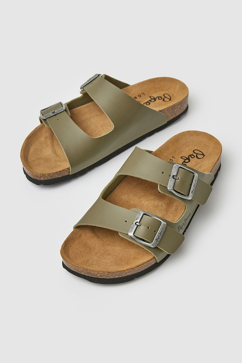 Pepe Jeans London Papuci de piele ecologica cu catarame ajustabile - Pled.ro