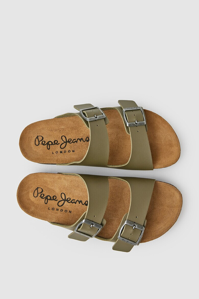 Pepe Jeans London Papuci de piele ecologica cu catarame ajustabile - Pled.ro