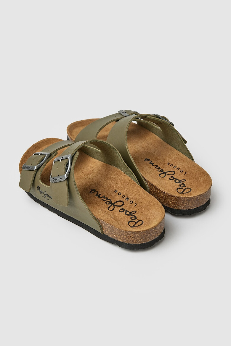 Pepe Jeans London Papuci de piele ecologica cu catarame ajustabile - Pled.ro