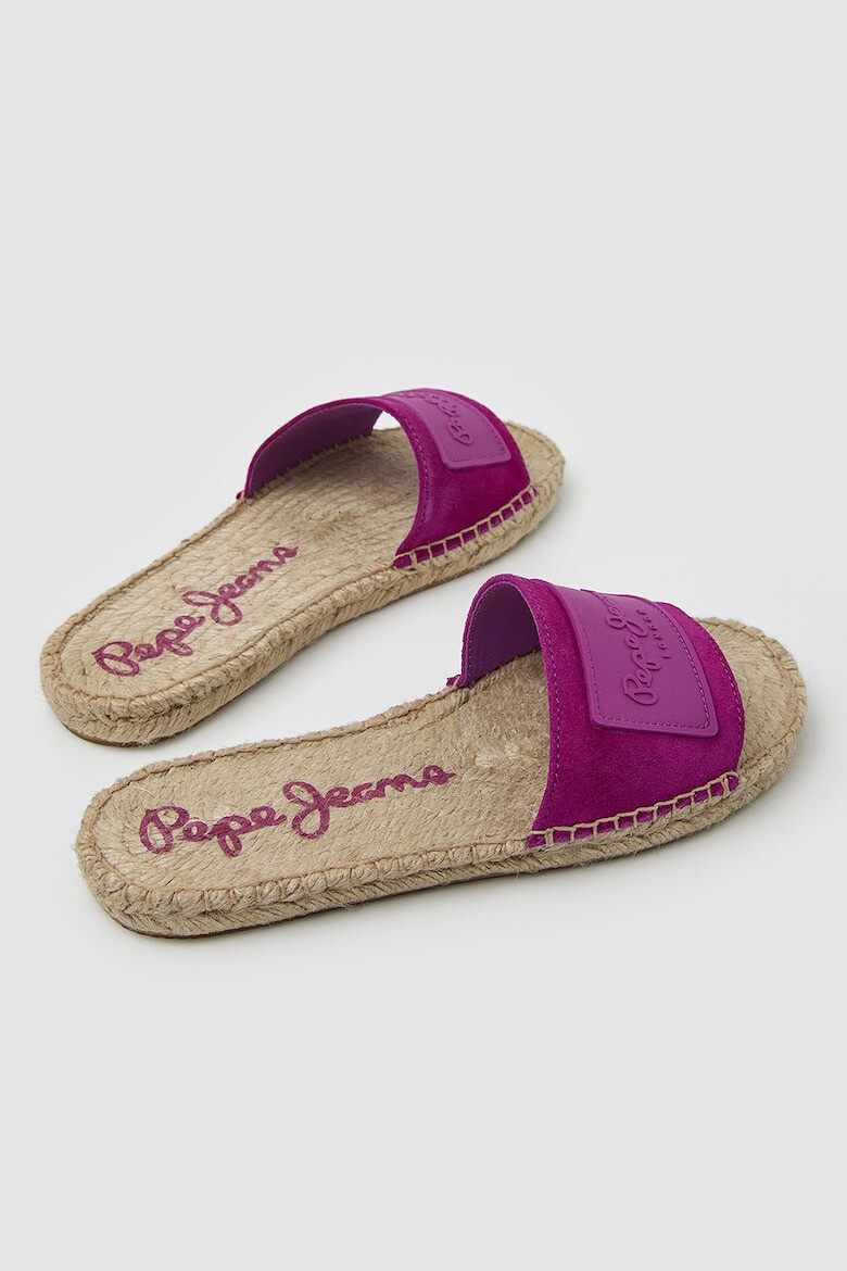 Pepe Jeans London Papuci de piele intoarsa cu logo - Pled.ro