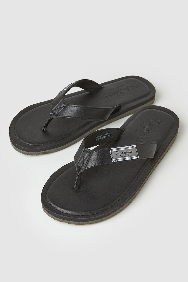 Pepe Jeans London Papuci flip-flop de piele ecologica cu logo - Pled.ro