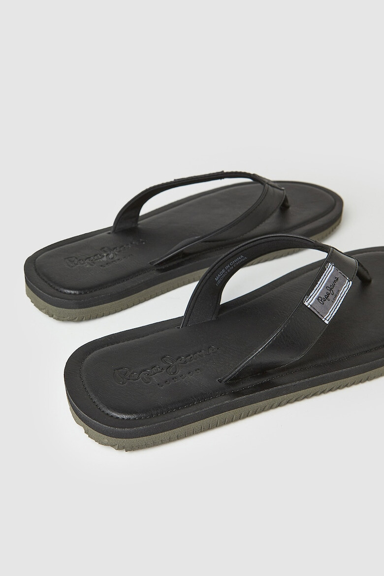 Pepe Jeans London Papuci flip-flop de piele ecologica cu logo - Pled.ro