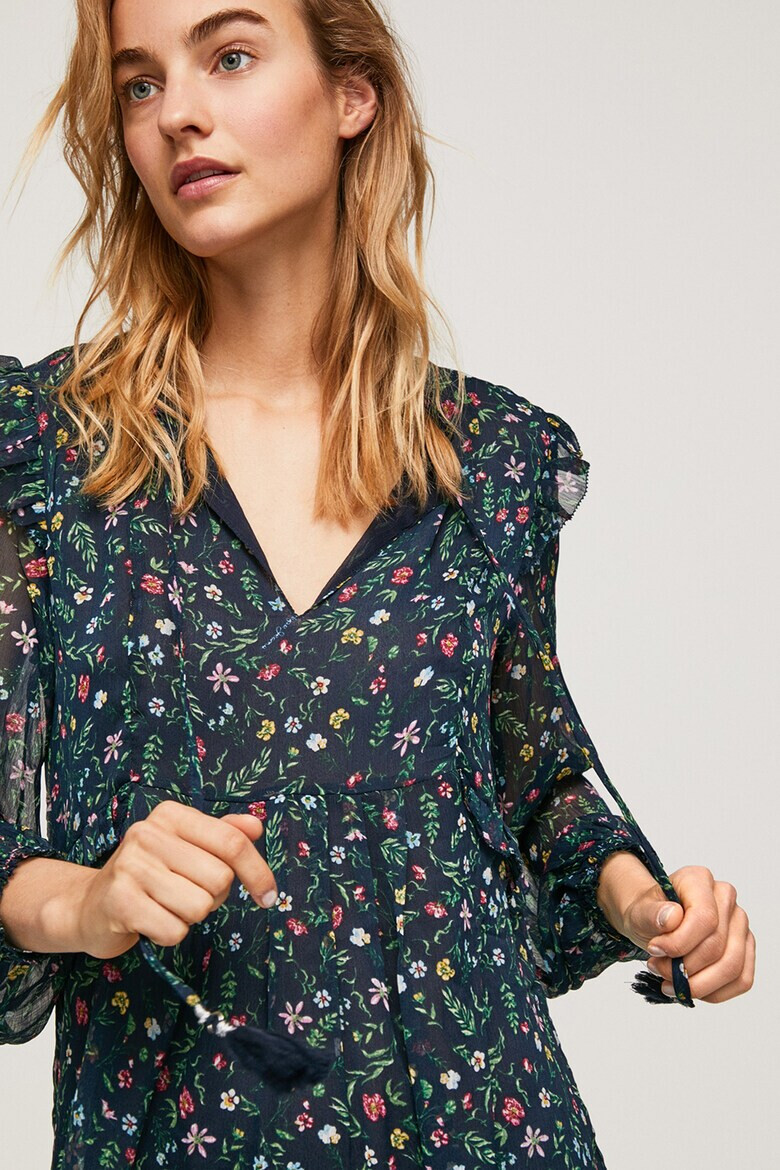 Pepe Jeans London Rochie cu decolteu in V si model floral - Pled.ro