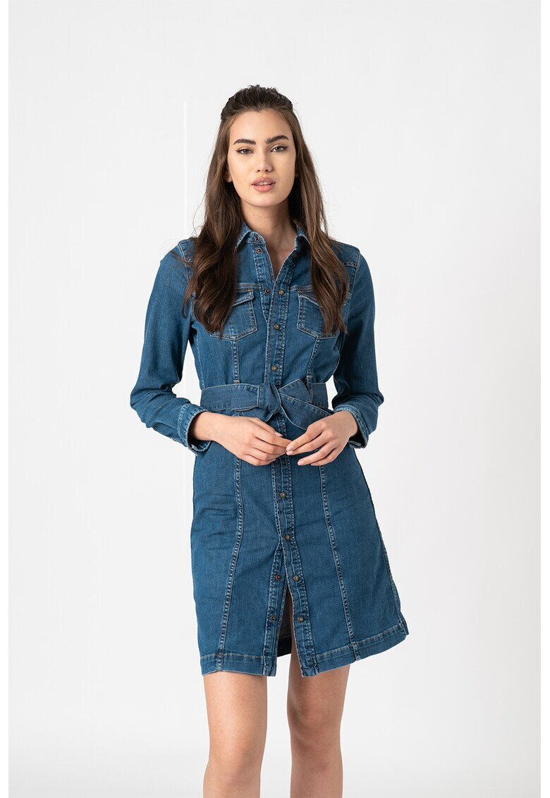 Pepe Jeans London Rochie de denim cu cordon in talie - Pled.ro