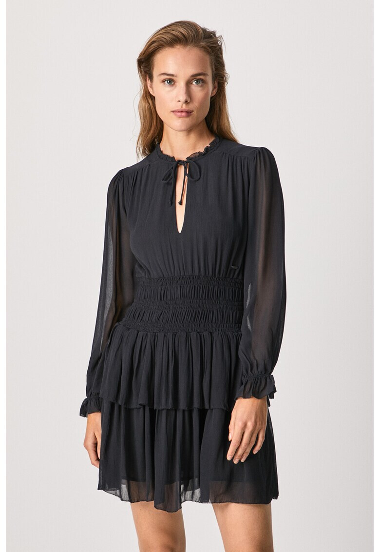 Pepe Jeans London Rochie scurta cu decupaj in V cu cordon - Pled.ro