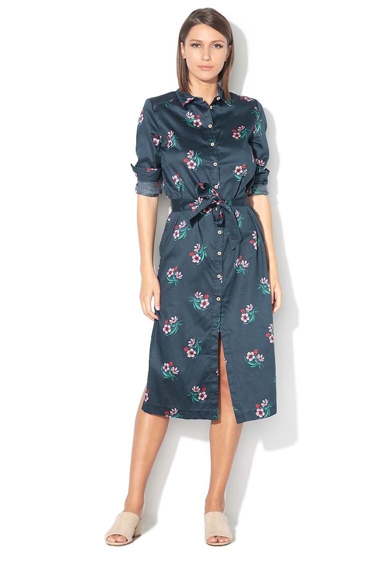 Pepe Jeans London Rochie tip camasa cu imprimeu floral si cordon Luisa - Pled.ro