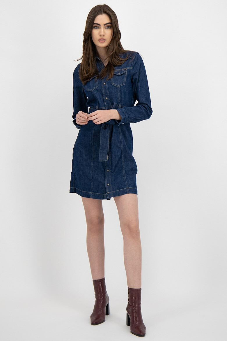 Pepe Jeans London Rochie tip camasa din denim cu buzunare pe piept - Pled.ro