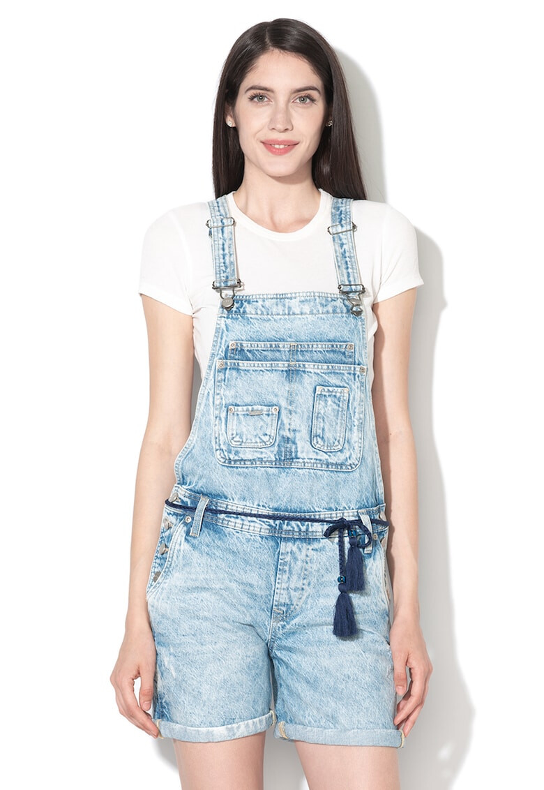 Pepe Jeans London Salopeta scurta de denim cu cordon - Pled.ro