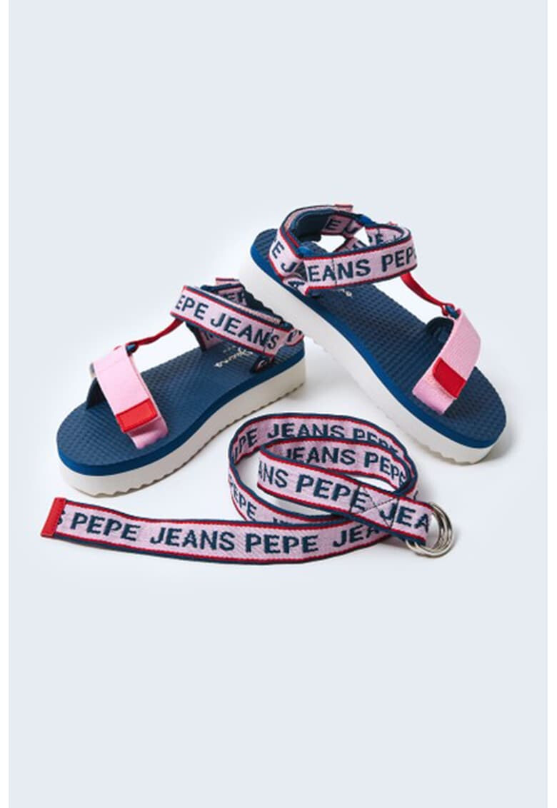 Pepe Jeans London Sandale cu velcro si logo - Pled.ro