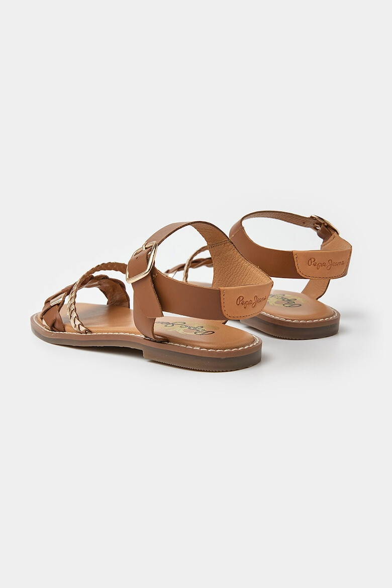 Pepe Jeans London Sandale de piele cu barete cu model impletit - Pled.ro