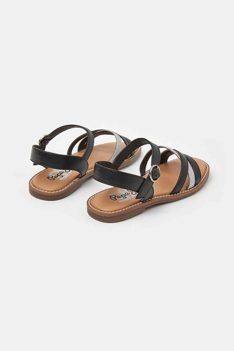 Pepe Jeans London Sandale de piele cu barete multiple si detaliu stralucitor - Pled.ro